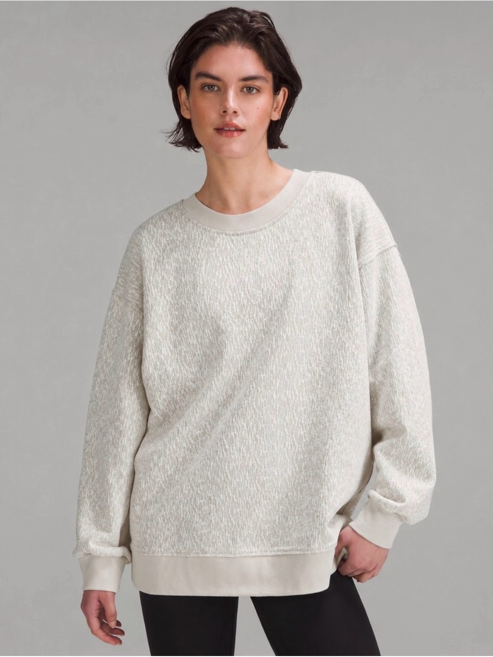 Lululemon NWT Perfectly Oversized Jacquard Crew Bone Size 6 Textured